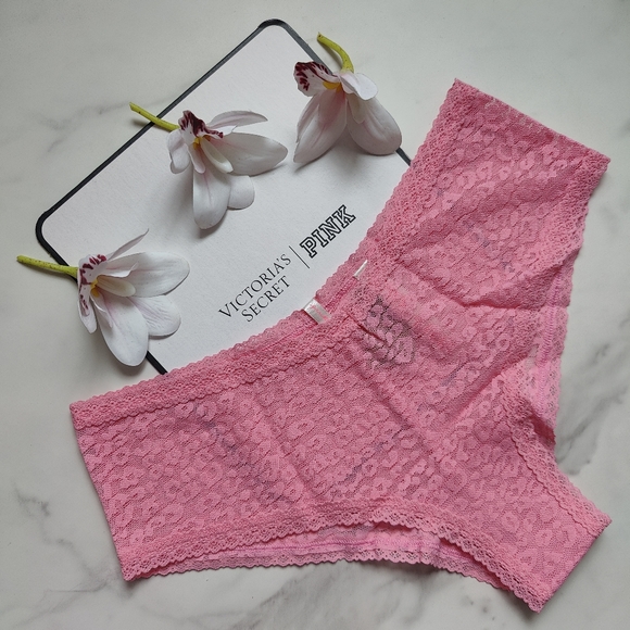 NWT PINK VICTORIA'S SECRET V-CUT FRONT WEAR EVERYWHERE LACE CHEEKSTER PANTY IN D - Picture 1 of 5